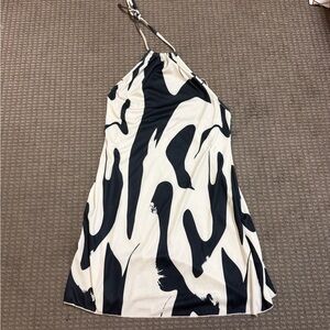Amazon Black and White Halter Mini Dress